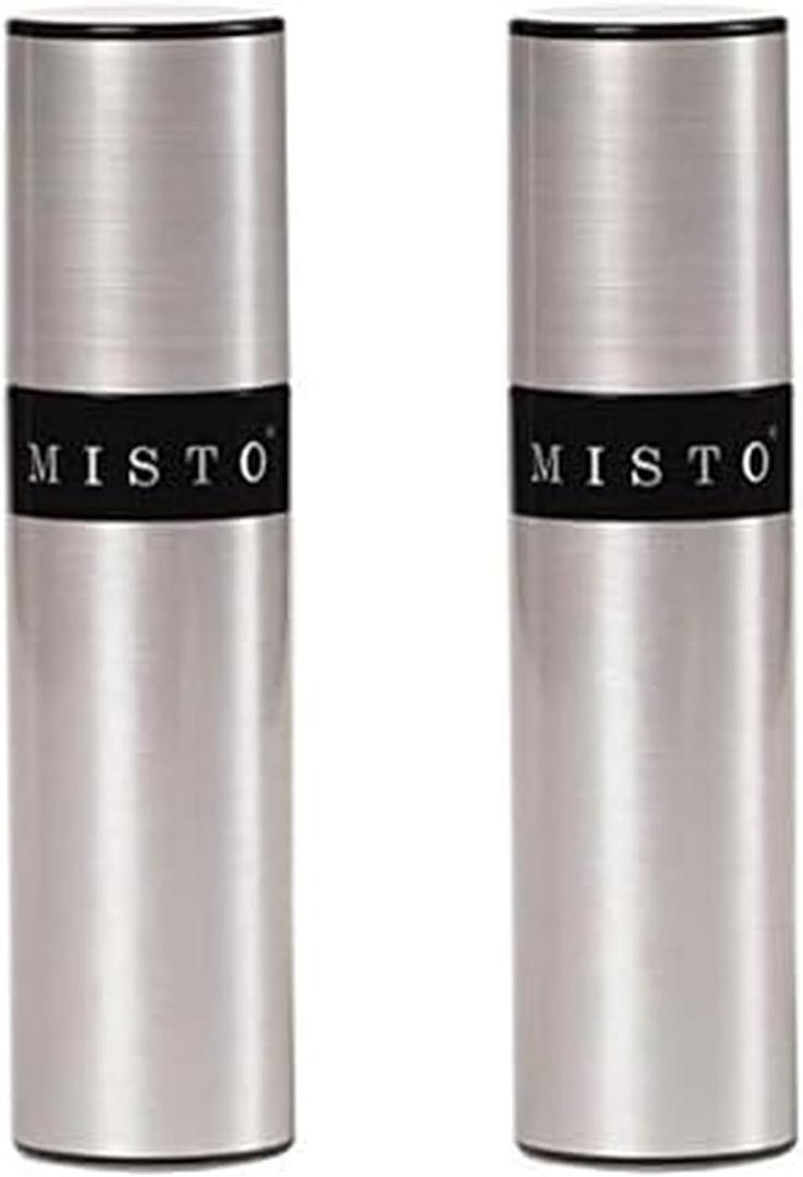 Misto Aluminum Oil Sprayer, Set of 2, Versatile Refillable Aerosol Sprayers for Olive Oil, Vinegar, Lemon Juice, Dressings, and More, Ideal for Cooking, BBQ, and Air Fryers