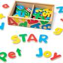 Melissa & Doug 52 Wooden Alphabet Magnets in a Box - Uppercase and Lowercase Letters