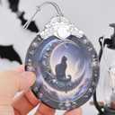 Stained Glass Christmas Ornaments - Tree Decorations - Gift Exchange Ideas - Witch Black Cat Design