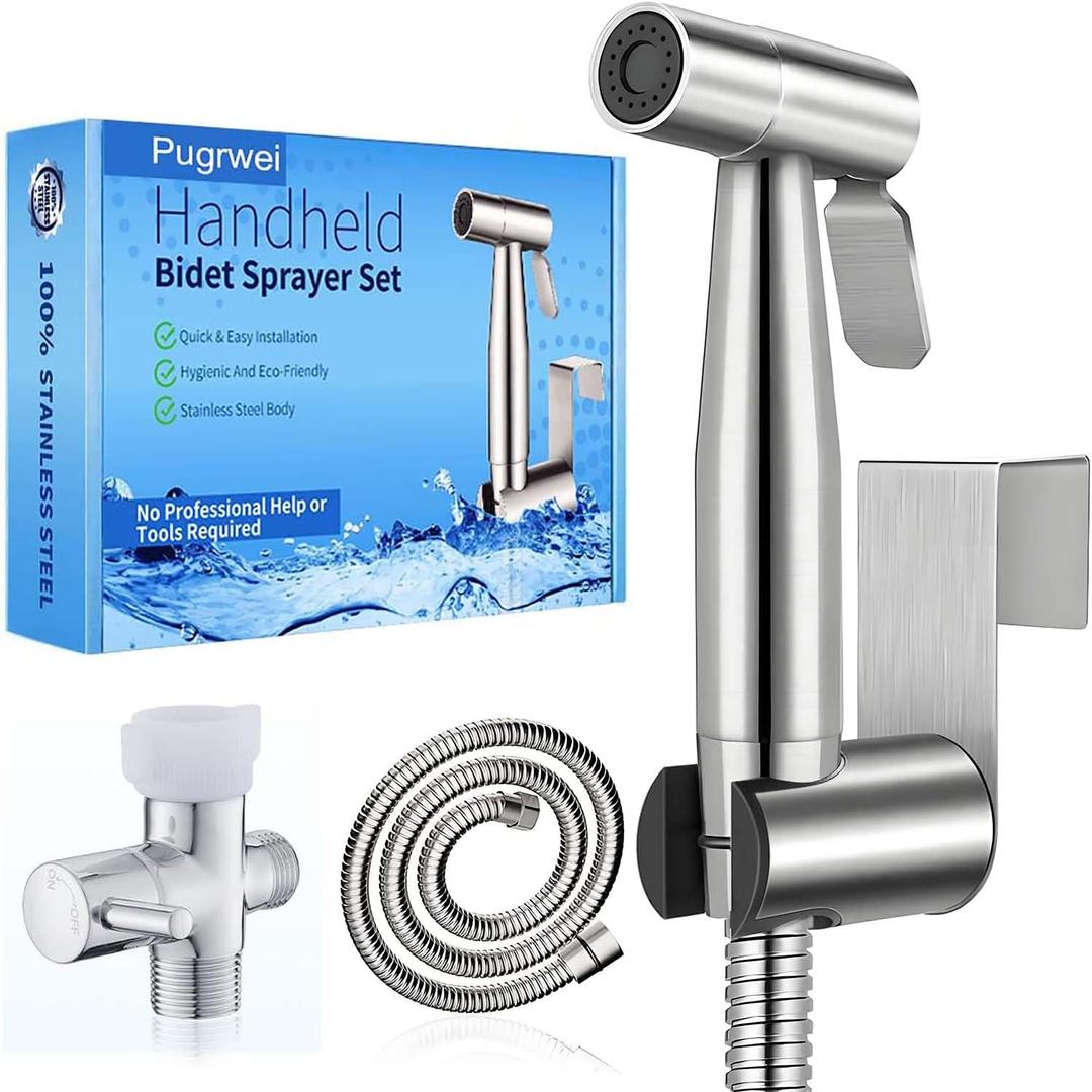 Handheld Bidet Sprayer-Bidet Attachment for Toilet, Premium Stainless Steel, 8 Accessories Set