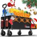 360LBS Heavy-Duty Wagons Carts Foldable 120L Collapsible Wagon Cart with Wheels and Tailgate, Folding Utility Wagon Carts for Groceries, Outdoor Camping, Shopping, Beach, Garden (Black)