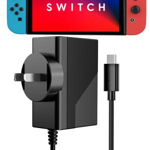 TalkWorks Nintendo Switch AC to USB-C Wall Charger - 5' Outlet Charging Cable Plug, Charge & Play For NES Gaming System Console, Black 