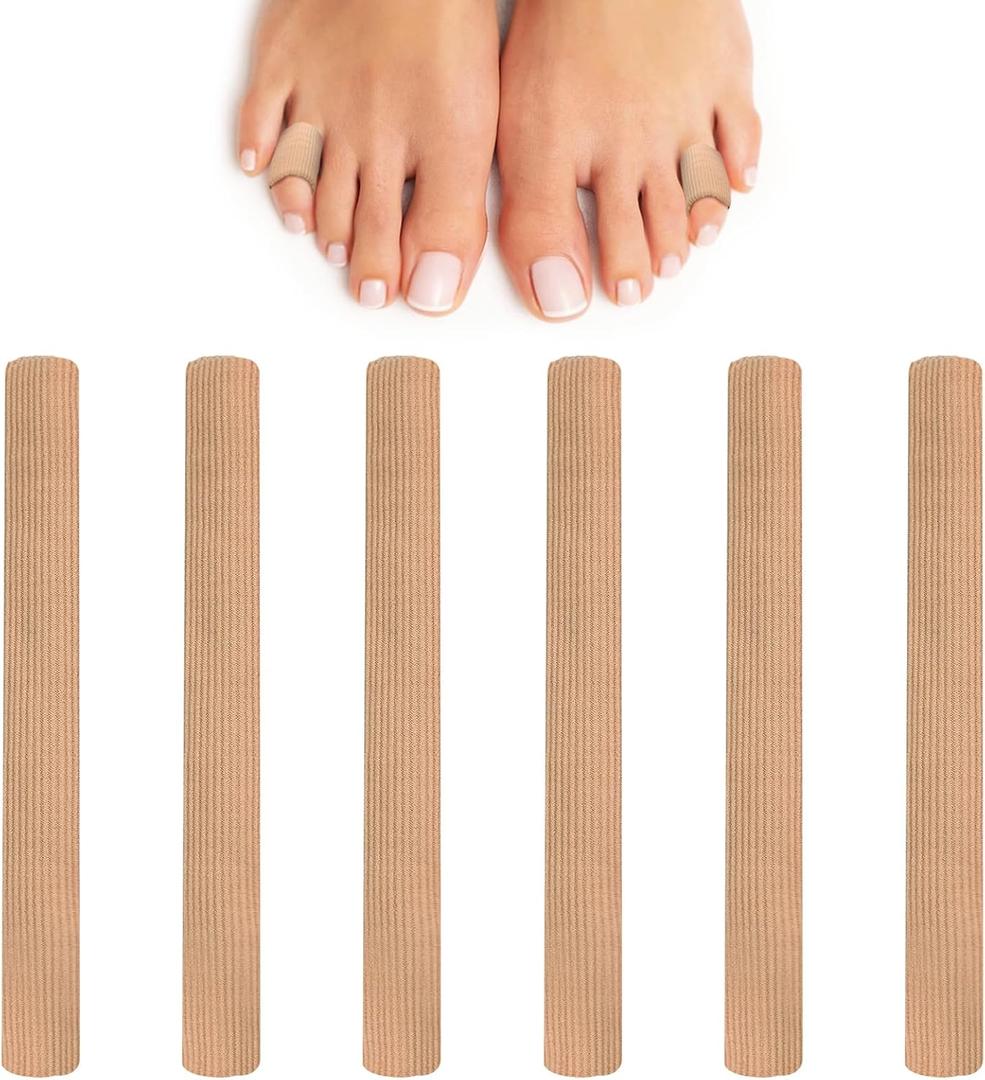 6 Pcs Medical Grade Silicone Toe Protectors - Breathable Gel Lined Adjustable Sleeves for Corns Calluses Blisters Protection and Foot Pressure Relief (Trumpet)