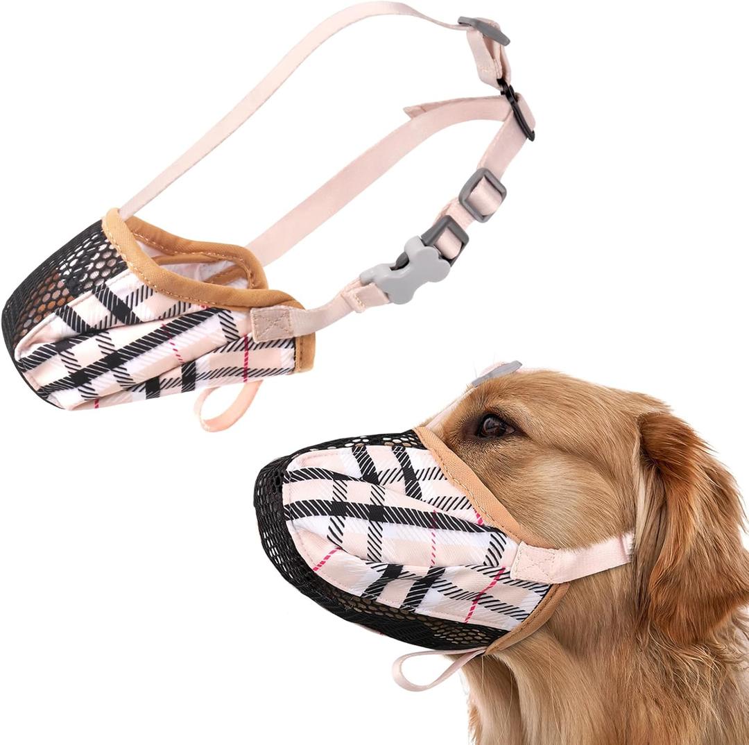 Dog Muzzle, Basket Air Muzzles for Large Sized Dogs Anti Chewing, Breathable Adjustable Muzzle for Labrador/Golden Retriever German Shepherd, etc, Suit for Grooming Vet Visits Allows Panting Drinking (L(Circumference:9''-11.8''in), Yellow)
