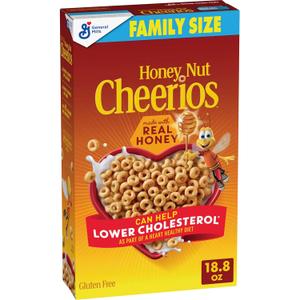 Honey Nut Cheerios, Heart Healthy Gluten Free Breakfast Cereal with Whole Grain Oats, Family Size, 18.8 oz (EXP 12/18/26)