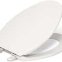 Kohler K-20110-96 Brevia Elongated Toilet Seat with Grip-Tight Bumpers, Quiet-Close Seat, Quick-Attach Hardware, Biscuit