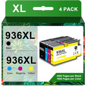 936XL 936 Ink Cartridges Combo Pack Replacement for HP Ink 936xl Black and Color Combo Pack Compatible with HP OfficeJet Pro 9120e 9125e 9122e 9128e 9110b 9130b 9135e 9730e Printers