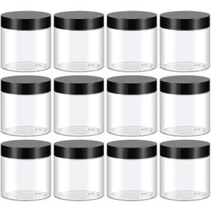 TUZAZO 4 Oz Plastic Container Jars with Lids BPA Free, Empty Round Clear Cosmetic Containers Plastic Slime Jars for Lotion, Cream, Ointments, Body Butter, Makeup, Travel Storage (12 Pack)