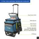 Titan by Arctic Zone Collapsible Wheeled Soft Sided Cooler with Detachable Rolling AT Cart, Insulated Bag with Leak Proof Lining, for Travel, Beach, Picnic, 60 Can Capacity
