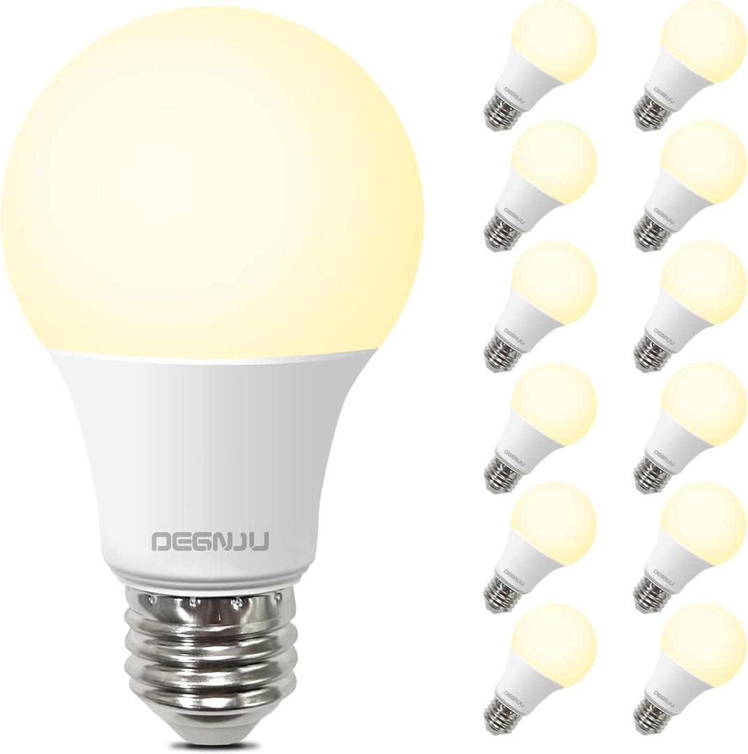 A19 LED Light Bulbs, 60 Watt Equivalent LED Bulbs, Soft White 2700K, 800 Lumens, E26 Standard Base, Non-Dimmable, 8.5W Warm White LED Bulbs for Bedroom Living Room, 12 Pack