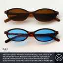 Retro Oval Sunglasses for Women Small Oval 90s Sunnies Trendy Narrow Cat Eye Vintage Shades 2 Pack