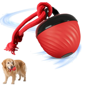 Interactive Dog Toys Ball, 2025 Smart Pet Puppy Ball with Ropes for Indoor Dogs, Path Electric Automatic Moving and Rolling Dogs Toy for Small Medium Large Dogs Daily Training (Red)