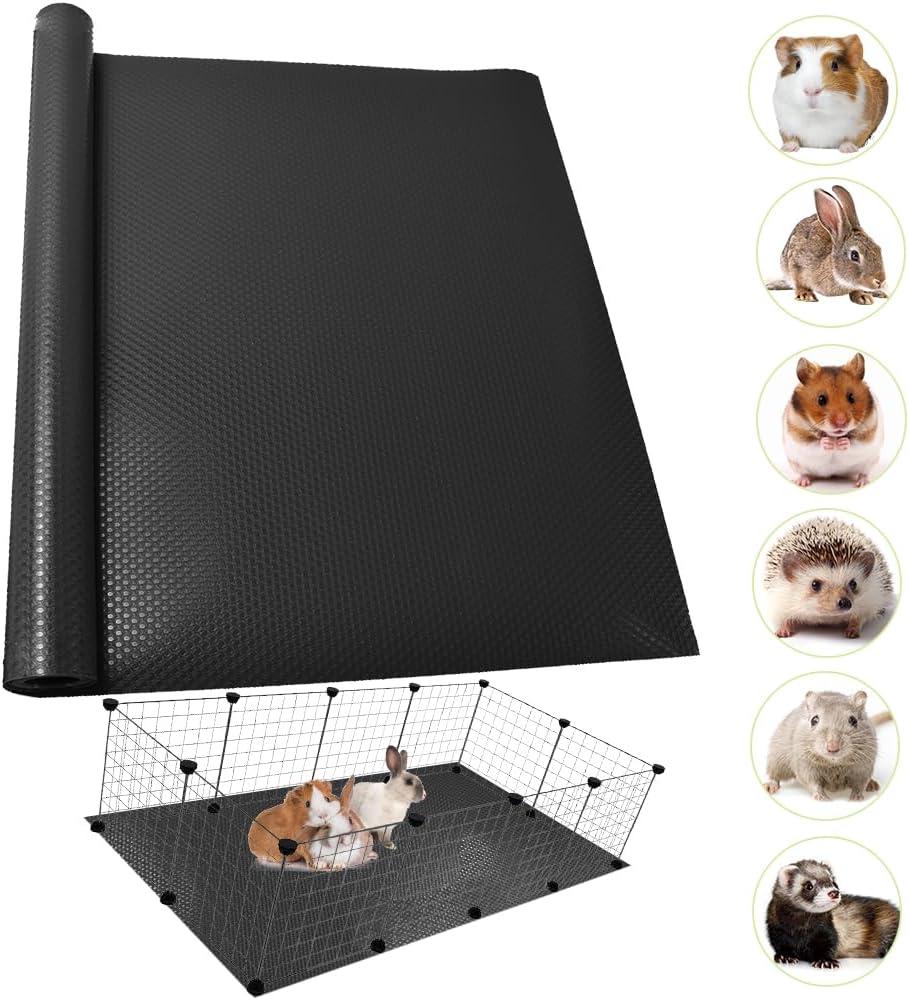 Guinea Pig Bedding Cage Liner 24"×118" 1pcs Waterproof Rabbit Bedding, Waterproof and Reusable Pads for Guinea Pigs, Rabbits, Hamsters, Gerbils, and Chinchillas?Black Mat