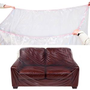 Plastic Loveseat Cover Furniture Cover with Elastic Band, Clear Sofa Cover Protector for Moving and Storage, Waterproof & Dustproof Moving Bags Slipcover 68W x 42D x 42H Inches (Loveseat)