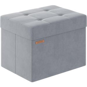 Folding Storage Ottoman, Velvet Storage Bench, Footrest, Foot Stool, for Living Room, Bedroom and Office,12.2 x 16.1 x 12.2 Inches, 200 kg Load Capacity, Dove Gray UASND03G (Slate Grey)
