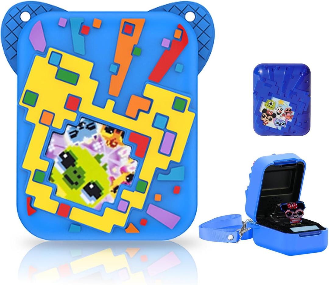 Silicone Cover Case for Bitzee Disney Interactive Toy Digital Pet and Case with Lanyard,Protective Case Holder Skin for Bitzee Virtual Electronic Pets for Girls & Boys Blue