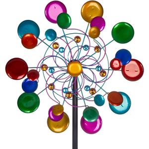 DREAMYSOUL Outdoor Wind Spinner, 19 inches Large Metal Garden Wind Sculpture & Spinner, Three Layers Blades Colorful Kinetic Windmill for Yard and Garden