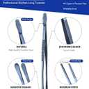JETKONG 4 Pcs Kitchen Tweezers, 12'' and 10'' Stainless Steel Cooking Tweezers Set, High-Precision Tweezers Tongs for Cooking, Repairing, Seafood and BBQ (Blue)