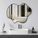 Tanmicoshomy Black Framed Bathroom Mirror 22x30 Inch, Asymmetrical Wall Mirrors for Bathroom, Bedroom or Living Room, Vertical or Horizontal Hanging