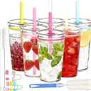 Clear Tumbler Cup, 16 oz Plastic Iced Coffee Cup with Lid and Straw, 6 Pack, Reusable and Dishwasher Safe, for Gatherings and Outdoor Adventures (6, Pure Transparency)