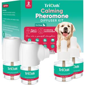 2 x Calming Diffuser for Dog: Appeasing Dog Pheromones Calming Diffuser Plug in Kit for Separation Anxiety, Stress Chewing, Peeing Accidents, 2 Diffusers + 2 Refills (Teal)