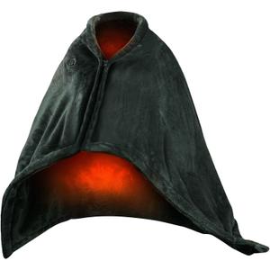 USB Heated Blanket Throw Electric Heated Blanket Washable Poncho Shawl Wrap 3 Adjustable Heating Levels with Zipper for Home Office (59*31*0.6 Inch, Deep Grey)