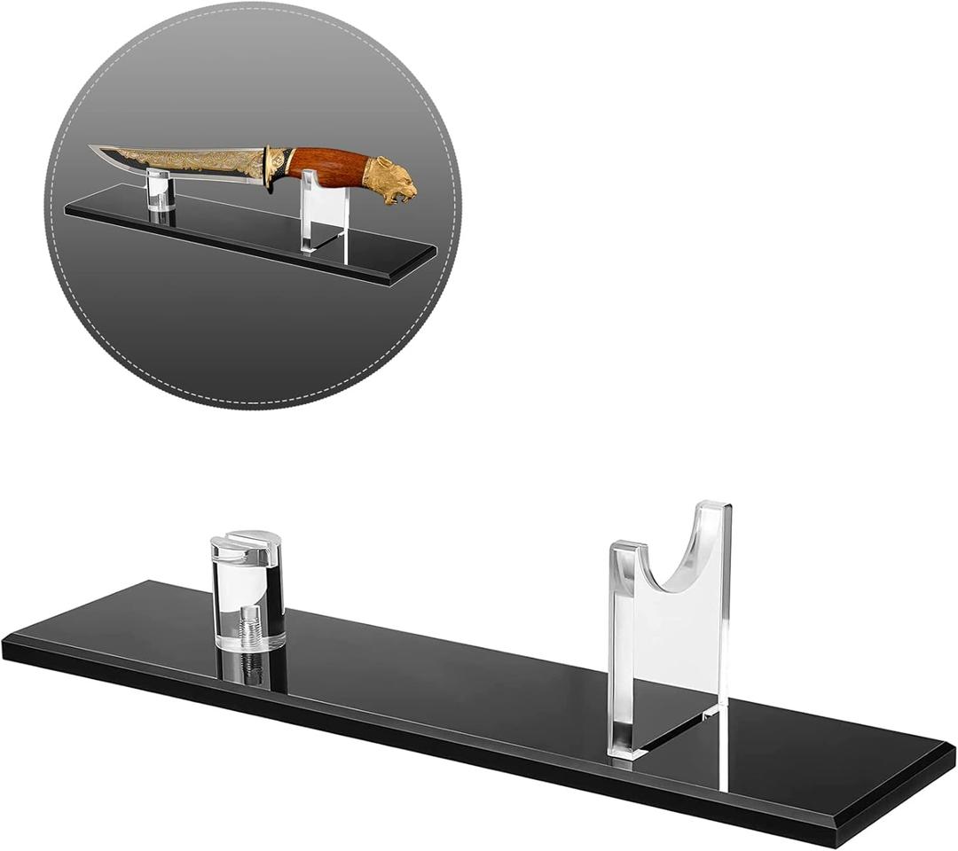 noonebutyou Knife Display Stand, Acrylic Knife Holder for Home Decor (Black Base)