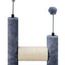 ROYPET Multifunctional Cat Scratching Posts for Indoor Kittens,Cat Scratching Pads for Play and Activity,Scratching Posts with Feather Toys and Spring Hanging Balls,Grey