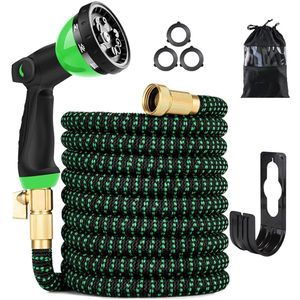 50 ft Expandable Garden Hose - Kink Free Flexible Water Hose with Thumb-Controlled 10-Function Nozzle, 3/4 Solid Connectors, Durable 3750D Fabric, 4-Layer Latex Core