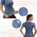 RUNNING GIRL Seamless Workout Shirts for WomenShort Sleeve T-Shirt Stretch Tees Quick Dry Gym Athletic Tops (Blue, XL)