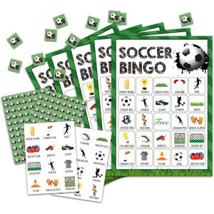 Soccer Bingo Card Game, Soccer Bingo Game for Adults, Sports Party Supplies, Favors, Soccer Party Decorations, Gift  24 Players Bingo Game, C05