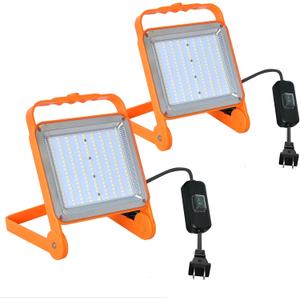 2-Pack 50W Super Bright LED Work Light - 8,000LM (500W Equivalent), IP65 Waterproof, 10ft Heavy Duty Cord, 5000K Daylight, Adjustable Flood Lights for Workshop, Garage, Construction Site