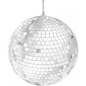 Mirror Disco Ball with Attached String for Hanging Ring, Reflects Light, Party Favor, 5" (Single)