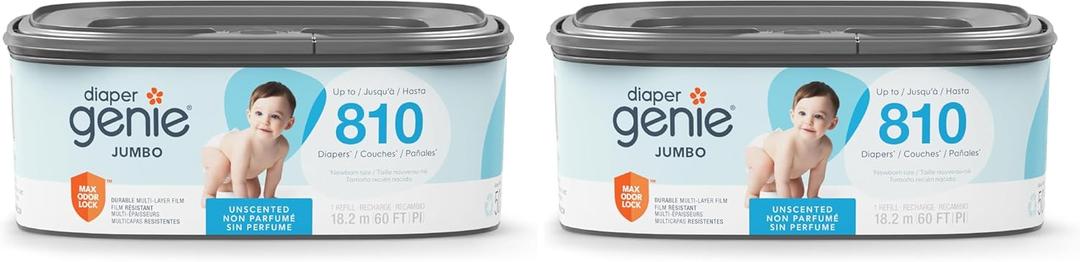 The Diaper Genie Jumbo Square Refill, with Continuous Film, can Hold up to 810 Newborn-Sized Diapers per Refill. (Pack of 2)