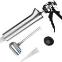 Mortar Pointing Grouting Gun,Cement Caulking Gun Mortar Grouting Tool,Stainless Steel Hand Caulk Gun 2 Nozzles Cement Spray Applicator Tool