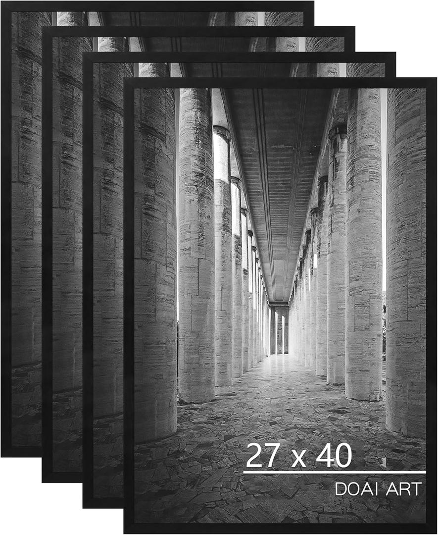 DOAI ART 27x40 Poster Frame Black 4 Pack, Poster Frames 27 x 40 inches
