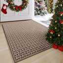 YDKGL Door Mat 24"x35", Dirt Resistant and Absorbent, Non-Slip Rubber Backing Floor Mats, Easy Clean Low-Profile Doormat for Entryway, Front Door, Inside Entrance, Brown