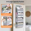 Yecaye Over The Door Organizer, Heavy Duty Hanging Organizers and Storage with 4 Large Capacity Pockets, Swing-Proof Behind The Door Storage for Bathroom Nursery Bedroom Dorm Closet, Grey,1Pc