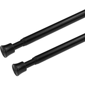 KXLife 2Pcs Tension Curtain Rod Adjustable 28-40 Inch, Small Tension Rods No Drill, Expandable Spring Loaded Tension Rods for Window (Black)