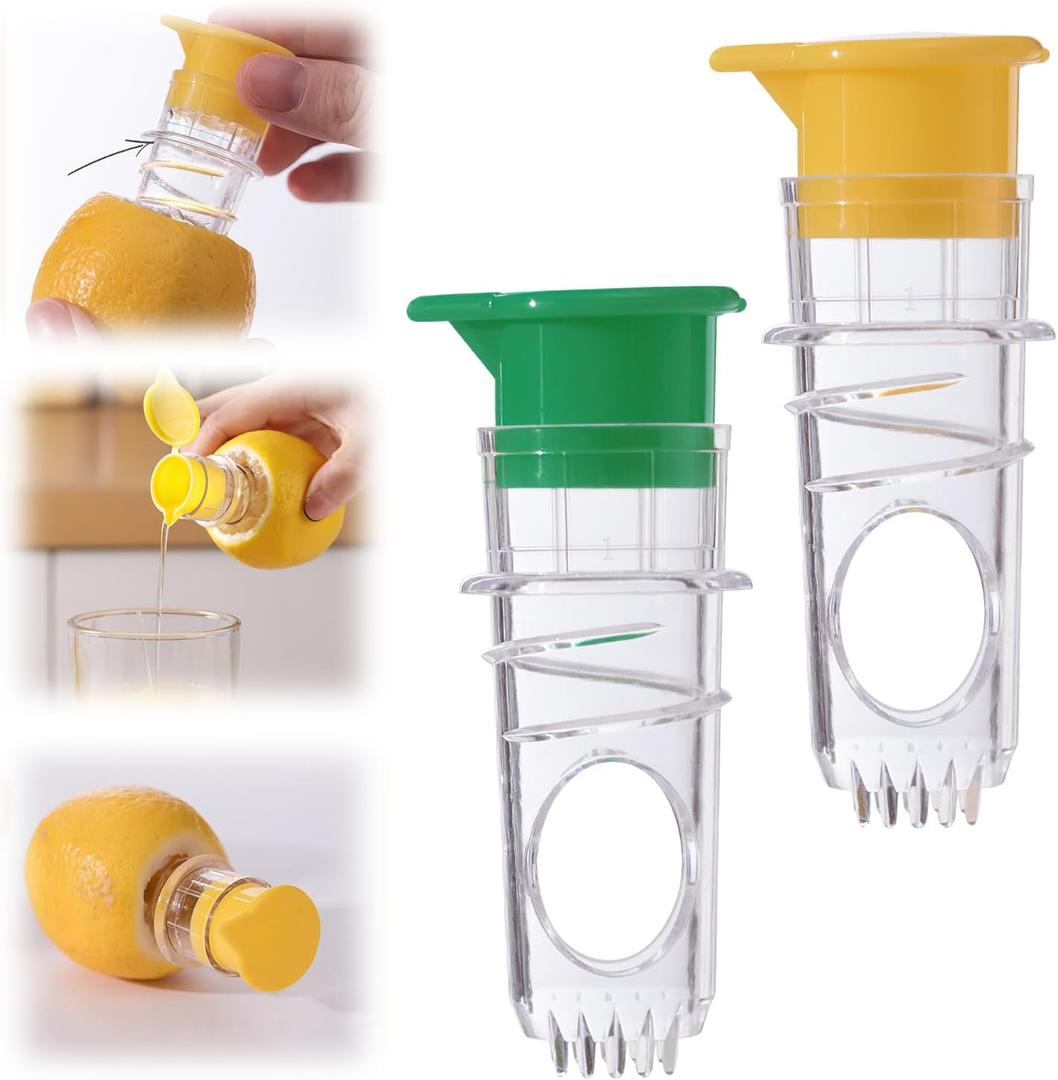 Lemon Squeezer,2025 New Screw-Top Lemon Squeezer Manual Juicer with Built-In Filter Orange Citrus Press,Squeeze Lime for Cocktails Easy to Use,2PCS(Yellow+Green)
