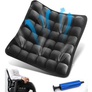 Sondur Travel Cushion, Portable Airplane Seat Cushion for Long Flights 3D Air Cel Inflatable Seat Cushion for Air Travel with Air Pump for Car, Office, Stadium, Ergonomic Comfort Support, Heavy Duty