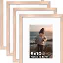KINLINK 8x10 Picture Frame Rose Gold Set of 4, Wooden Photo Frames Matted 5x7 with Plexiglass for 5x7 with Mat or 8x10 without Mat for Table and Wall Display