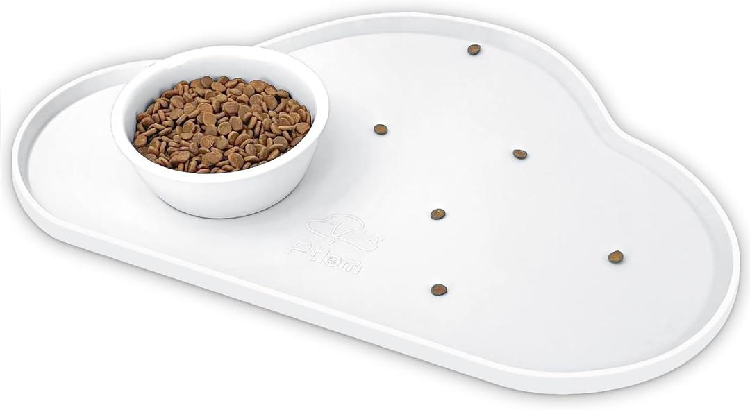 Pet Placemat for Dogs and Cats, Non-Slip Waterproof Dog Feeding Mats Prevent Food and Water Overflow, Puppy Bowl Mat Suitable for Small, Medium and Large Pets, Silicone, White, Size: Small