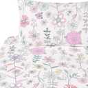 J pinno Painting Flower Plant Cute Cozy Fun Twin Sheet Set for Kids Girls Children 100% Cotton Flat Sheet + Fitted Sheet + Pillowcase Bedding Set (Flower, Twin)