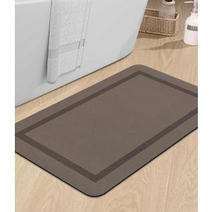 chakme Bathroom Mat Rugs 30x17, Ultra Thin Magic Mat Bath Rug Non Slip Bath Rugs Quick Dry Absorbent Bath Mats for Bathroom Floor, (Brown, 30"x17") (1'5" x 2'6" (Rectangular))