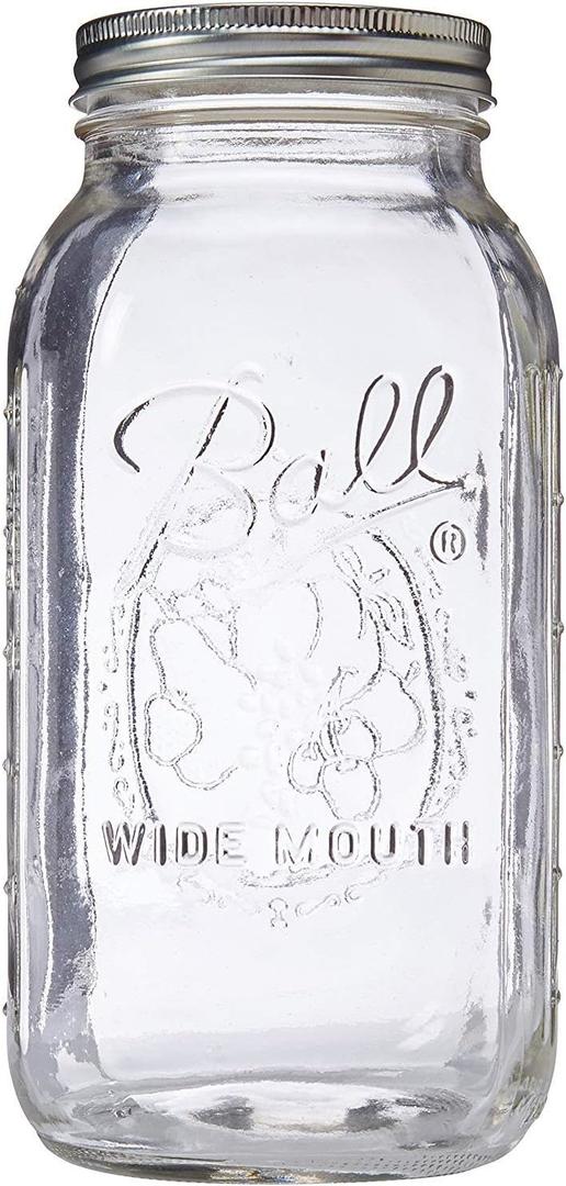 Ball Wide Mouth Glass Mason Jars with Lids and Bands, Used for Canning, Pickling, Juice, Jam, Jelly, Half Gallon Size 64 Ounce (Pack of 2)