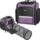 Pawtners Cat Backpack Carrier, Large Space Dog Backpack with Breathable Mesh, Expandable Pet Carrier Backpack for Small Medium Kitten Puppy Up to 18 Lbs, Suitable for Travel Hiking Camping Shopping (15.7"L x 12.6"W x 15.0"H, Purple with Tunnel)