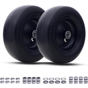 MAXROLLORS (2 Pack) 11x4.00-5 Lawn Mower Tires Flat Free and Wheel Assembly
