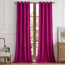 BULBUL Living Room Polyester Velvet Window Curtains 84 inch Length- 2 Panels Hot Pink Blackout Window Drapes Curtain Thermal Insulated Room Darkening Decor Grommet Curtains for Bedroom