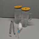 Birity 24oz Ribbed Glass Cup with Lids and Straws,2Pack Glass Tumbler with Handle,Reusable lced Coffee Cups with lids-Glass Cups with Lids,Mason Jar Cup for Smoothie,Coffee,Juice,Water,Tea,Travel Mug